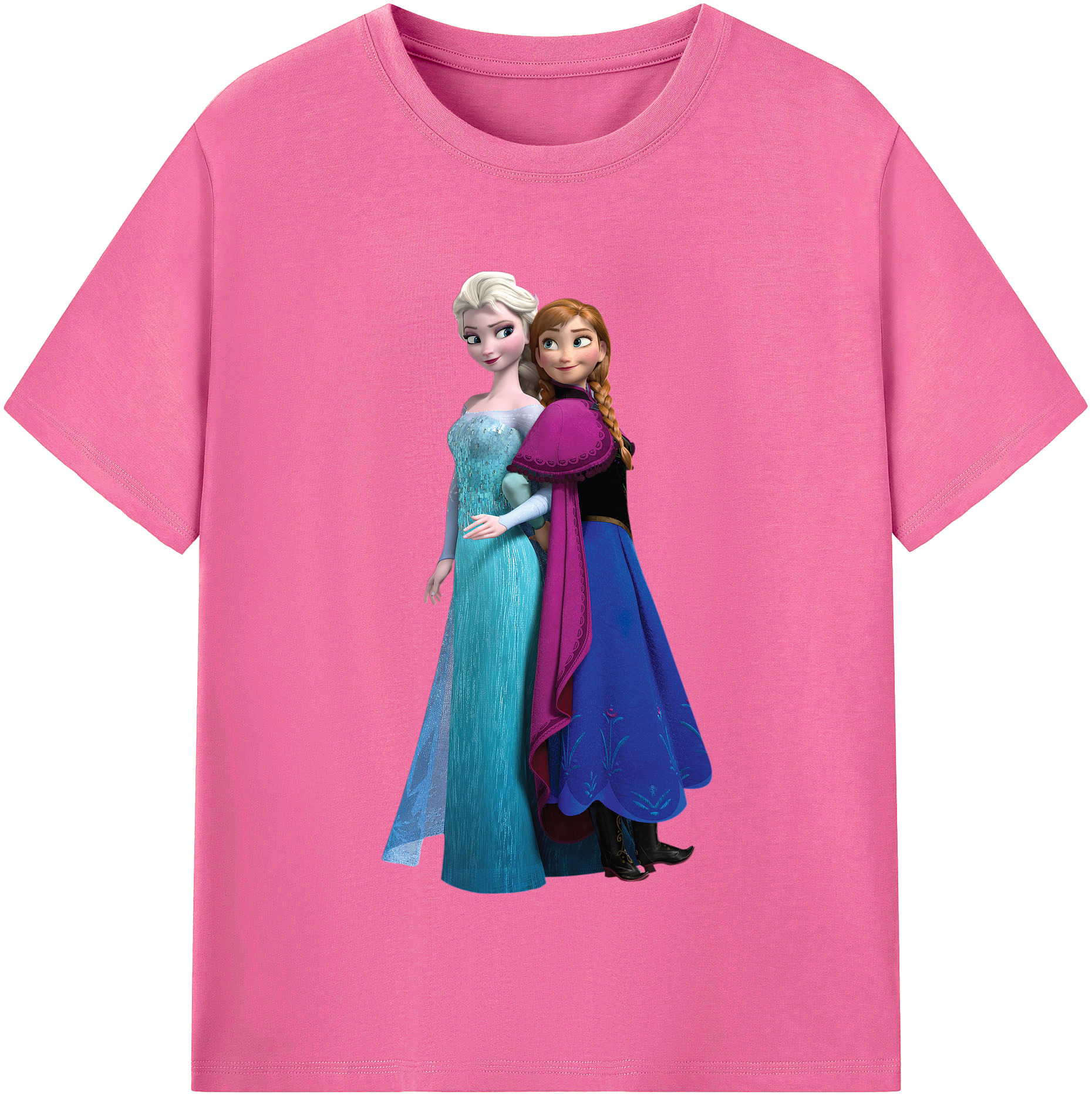 （画像用） アナと雪の女王 アンナ エルサ Frozen Anna Elsa レディースカジュアルプリントTシャツ（綿100％）
